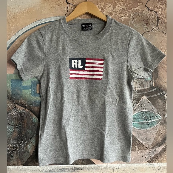 Polo Jeans Co. Ralph Lauren American Flag Grey T-Shirt - Picture 1 of 7
